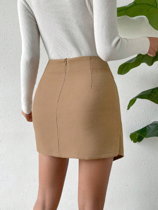 Frenchy High Waist Buckled Detail Wrap Skirt