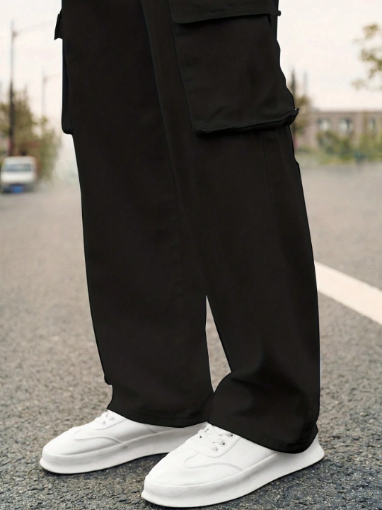 Men Flap Pocket Side Cargo Pants