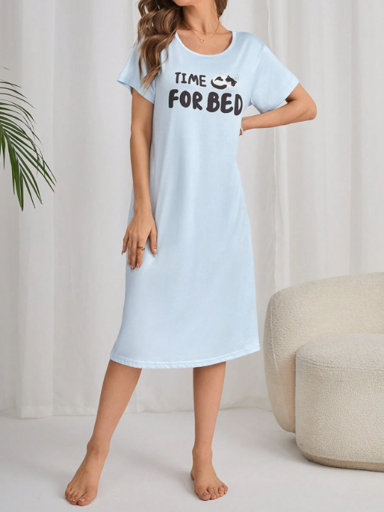 Panda & Slogan Graphic Nightdress