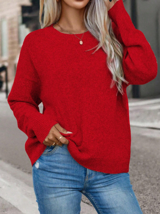 LUNE Solid Drop Shoulder Sweater