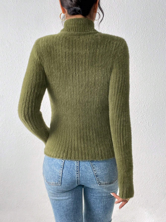 Frenchy Ribbed Knit Turtleneck Sweater