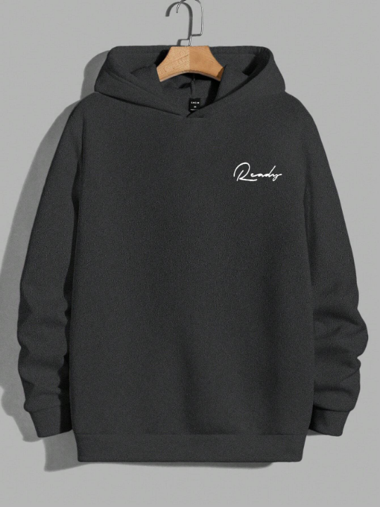 Cottnline Men Letter Graphic Hoodie