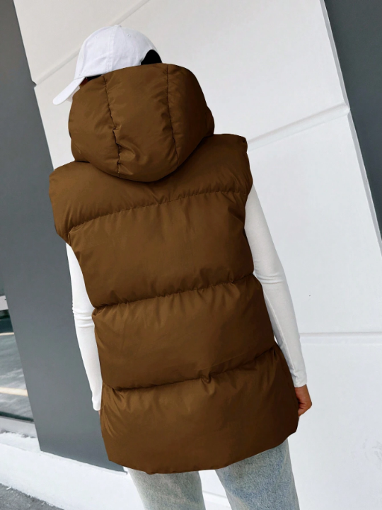 Frenchy Zip Up Hooded Vest Puffer Coat