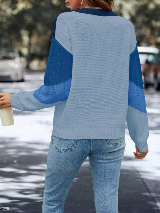 Essnce Color Block Drop Shoulder Sweater