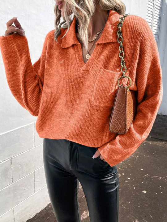 LUNE Pocket Front Drop Shoulder Sweater