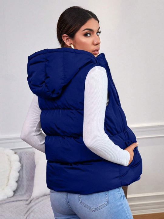 Frenchy Zip Up Hooded Vest Puffer Coat