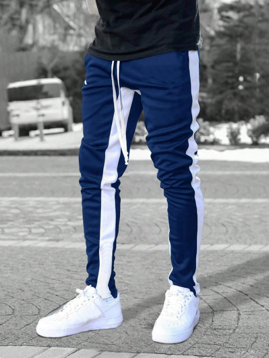 Manfinity Homme Men Letter Graphic Contrast Side Seam Drawstring Waist Sweatpants