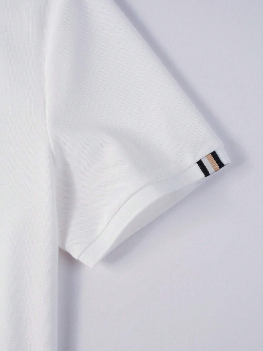 Manfinity Mode Men Letter Patched Detail Polo Shirt