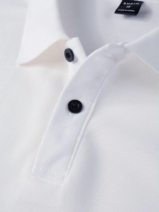 Manfinity Mode Men Letter Patched Detail Polo Shirt