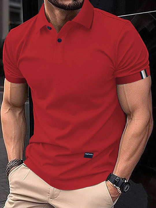 Manfinity Mode Men Letter Patched Detail Polo Shirt