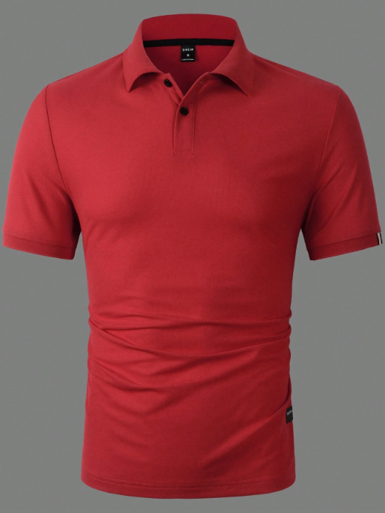 Manfinity Mode Men Letter Patched Detail Polo Shirt