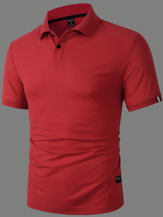 Manfinity Mode Men Letter Patched Detail Polo Shirt