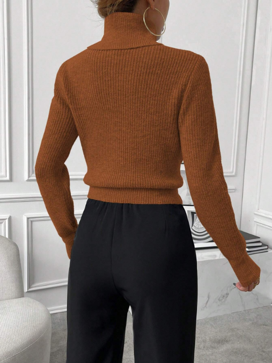 Essnce Turtleneck Ribbed Knit Sweater