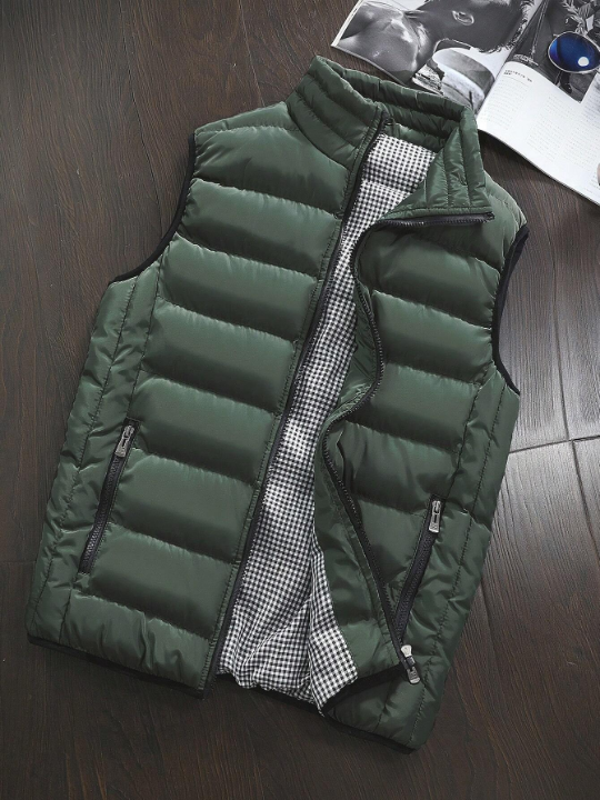 Manfinity Homme Men Slant Pocket Zip Up Vest Winter Coat