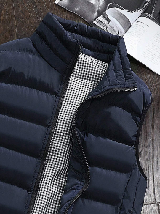 Manfinity Homme Men Slant Pocket Zip Up Vest Winter Coat