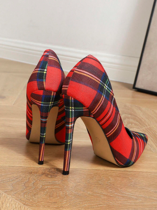 Sexy Multicolor Plaid Pattern Evening High Heel Pumps