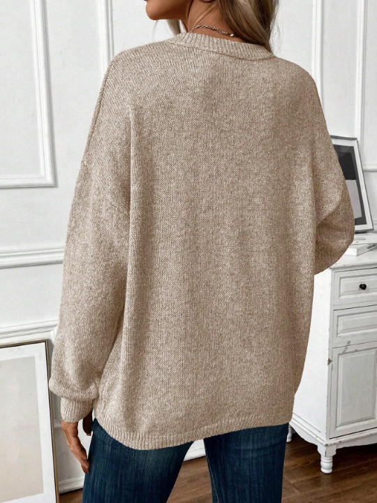 Frenchy Solid Drop Shoulder Sweater