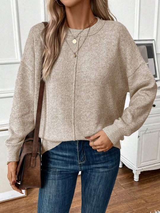 Frenchy Solid Drop Shoulder Sweater