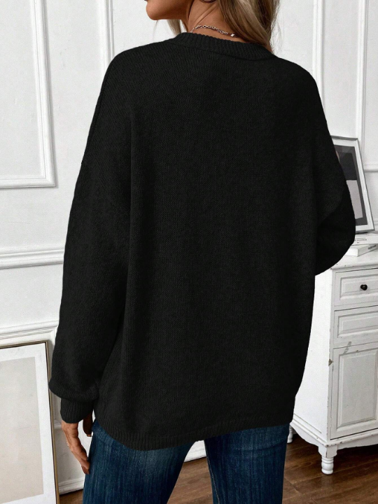 Frenchy Solid Drop Shoulder Sweater