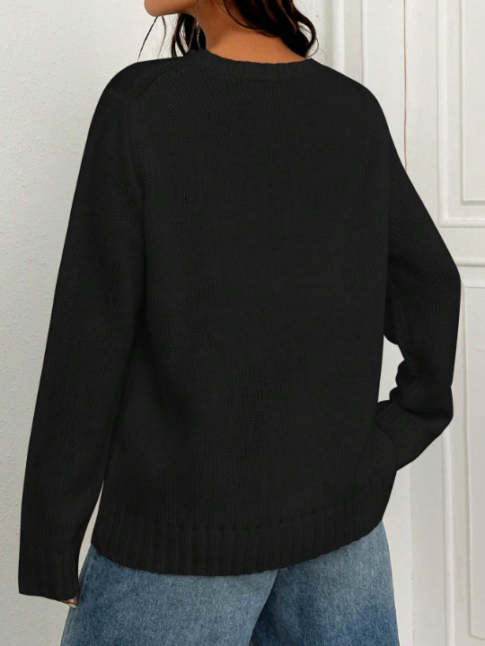 EZwear American Flag Pattern Drop Shoulder Sweater