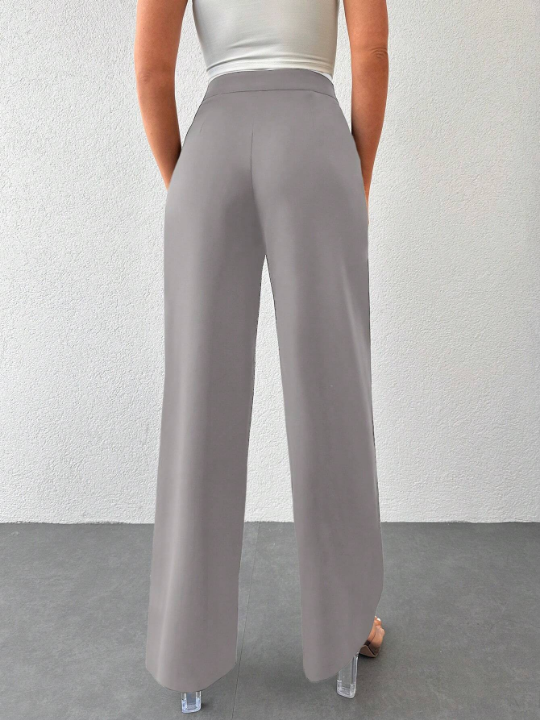 High Waist Plicated Detail Wide Leg Pants