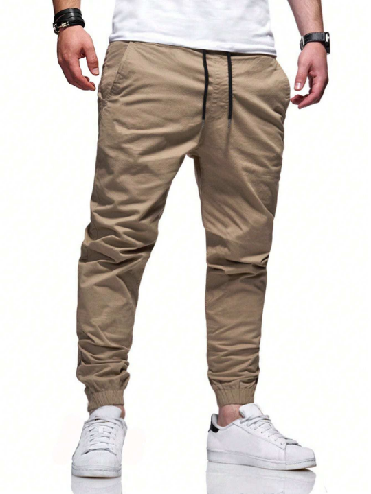 Manfinity Homme Loose Fit Men's Slant Pocket Drawstring Waist Pants