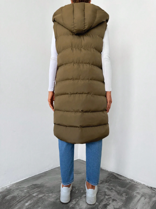 Zip Up Hooded Vest Puffer Coat