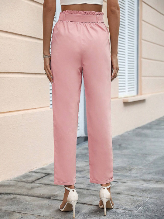 Priv Paperbag Waist Belted Straight Leg Pants