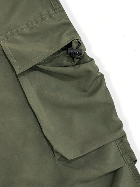 ROMWE Street Life Men Flap Pocket Side Drawstring Waist Cargo Pants