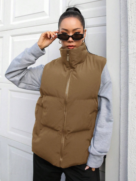 DAZY Zip Up Puffer Vest Coat