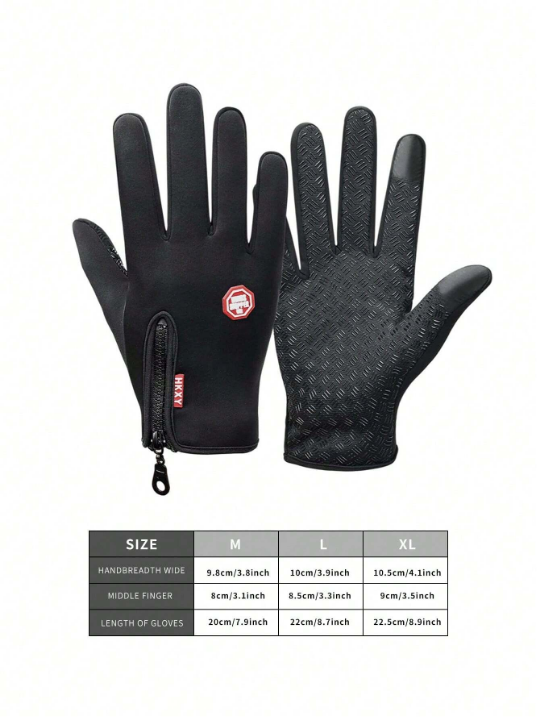 1pair Unisex Outdoor Cycling Warm Gloves With Touch Screen Function, Fleece Lined For Cold Weather, Suitable For Outdoor Activities And Daily Wear