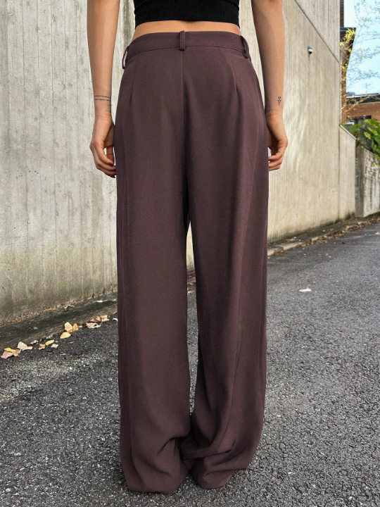 DAZY High Waist Plicated Detail Wide Leg Pants