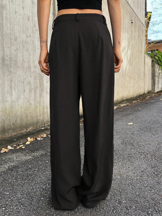 DAZY High Waist Plicated Detail Wide Leg Pants