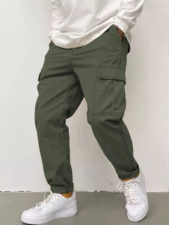 Manfinity Hypemode Men's Loose Fit Cargo Pants With Flap Pockets On Side