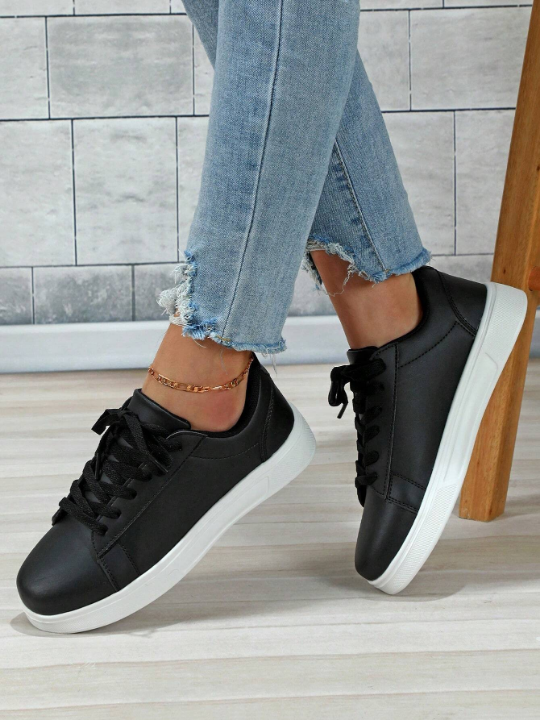 Personality Trendy Simple Fashion Lace Up Sneakers, Comfortable & Versatile For Travel, Walking, Commuting, School, Casual Wear
