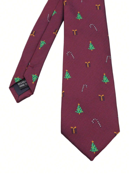 1pc Men's 7cm Width Festive & Stylish Christmas Elements Necktie, Suitable For Christmas Holiday And Party Celebrations