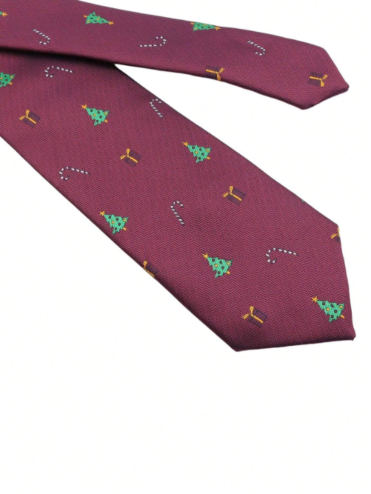 1pc Men's 7cm Width Festive & Stylish Christmas Elements Necktie, Suitable For Christmas Holiday And Party Celebrations