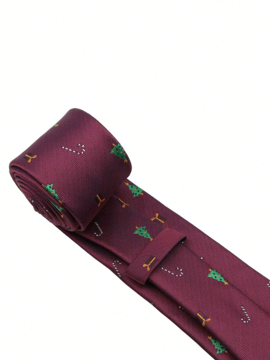 1pc Men's 7cm Width Festive & Stylish Christmas Elements Necktie, Suitable For Christmas Holiday And Party Celebrations