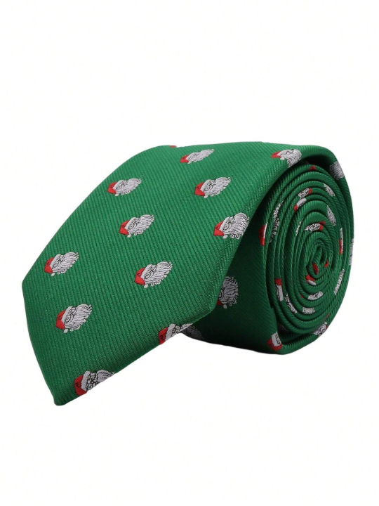 1pc Men's 7cm Stylish & Casual Festival Red, Green, And Blue Christmas Element Necktie For Christmas Day And Party Celebration