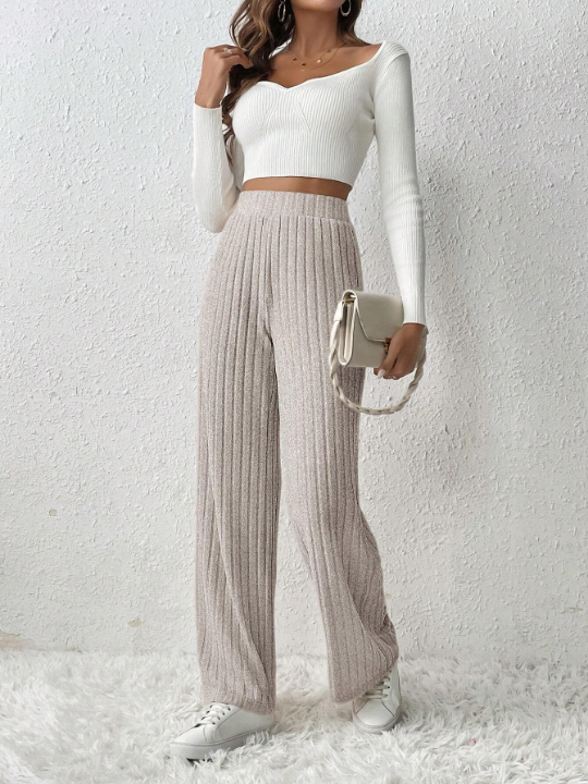 Frenchy High Waist Wide Leg Pants