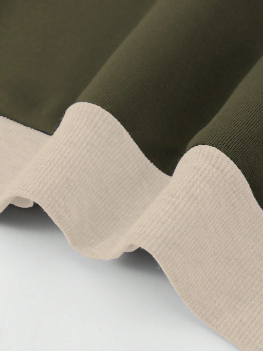 Men Colorblock Raglan Sleeve Drawstring Thermal Lined Hoodie