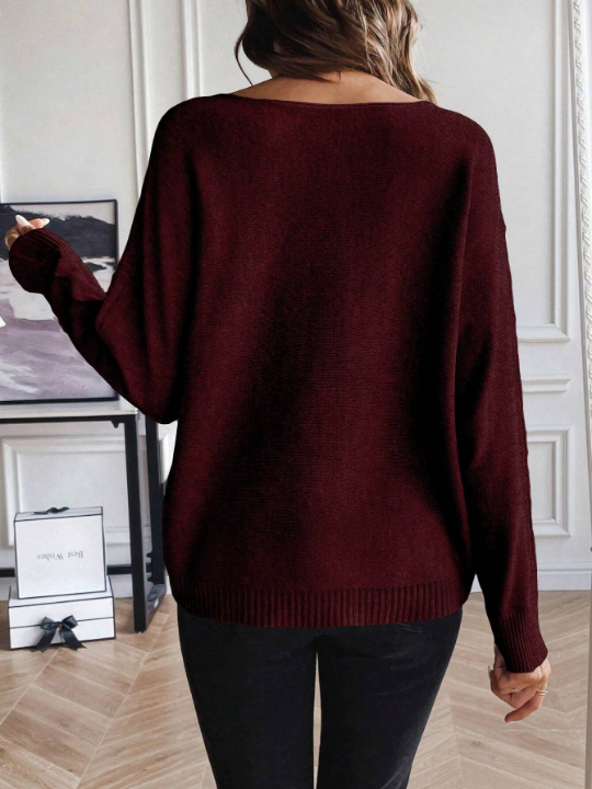 Essnce Solid Batwing Sleeve Sweater