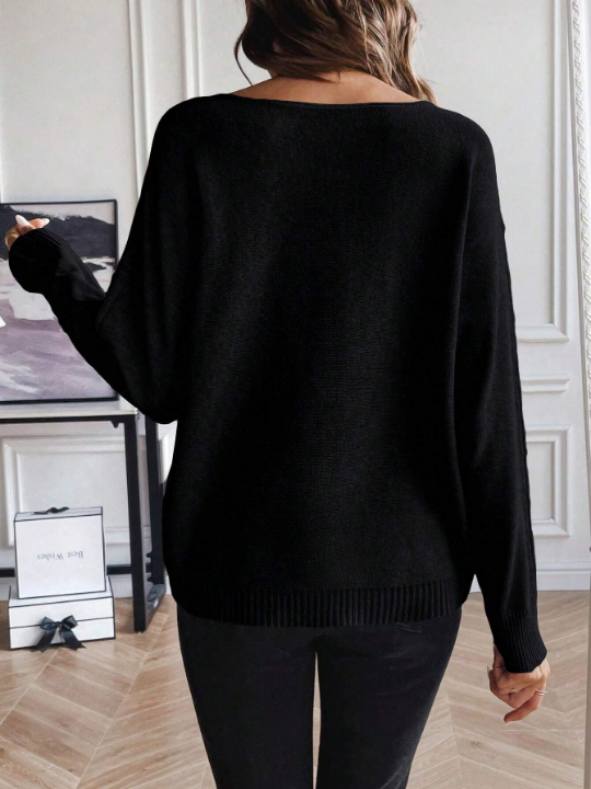 Essnce Solid Batwing Sleeve Sweater