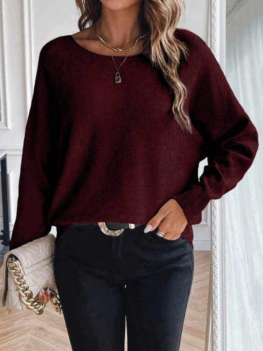 Essnce Solid Batwing Sleeve Sweater