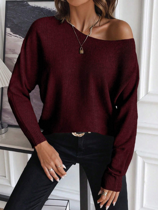 Essnce Solid Batwing Sleeve Sweater