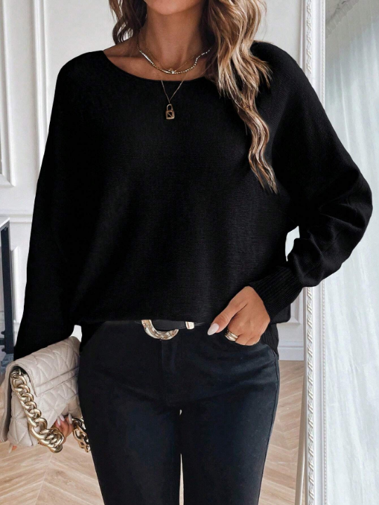 Essnce Solid Batwing Sleeve Sweater