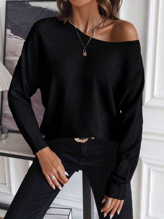 Essnce Solid Batwing Sleeve Sweater