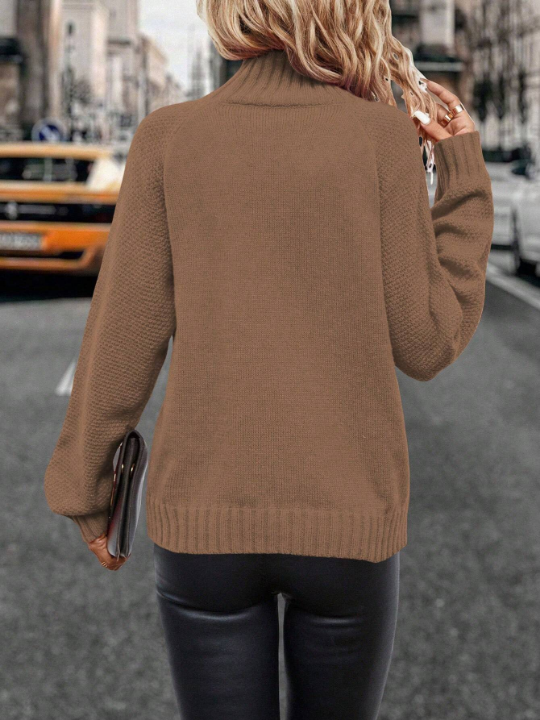 LUNE Mock Neck Raglan Sleeve Sweater