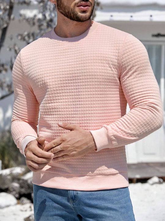 Manfinity Homme Men Solid Round Neck Sweatshirt