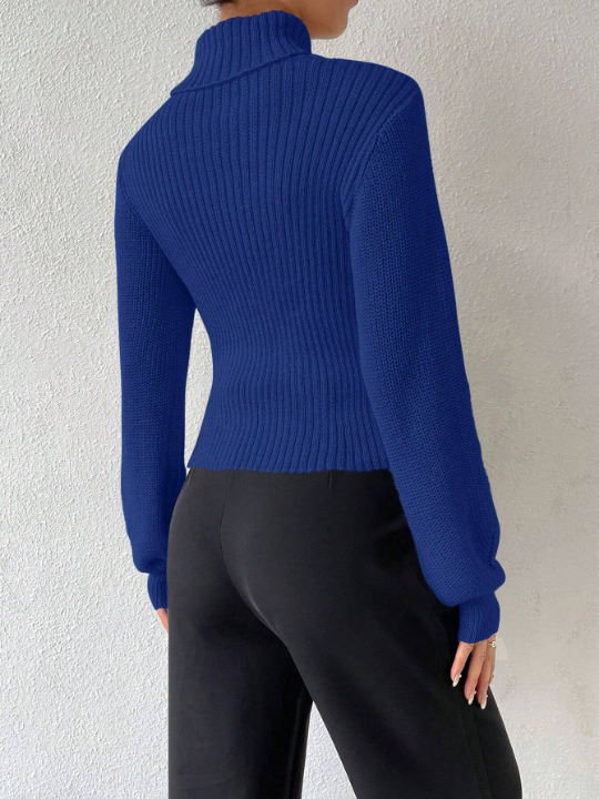 Essnce Turtleneck Cut Out Front Sweater